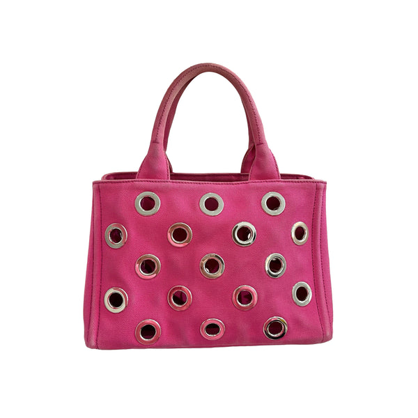 Prada Pink Canvas Gromet Beg - Handbags