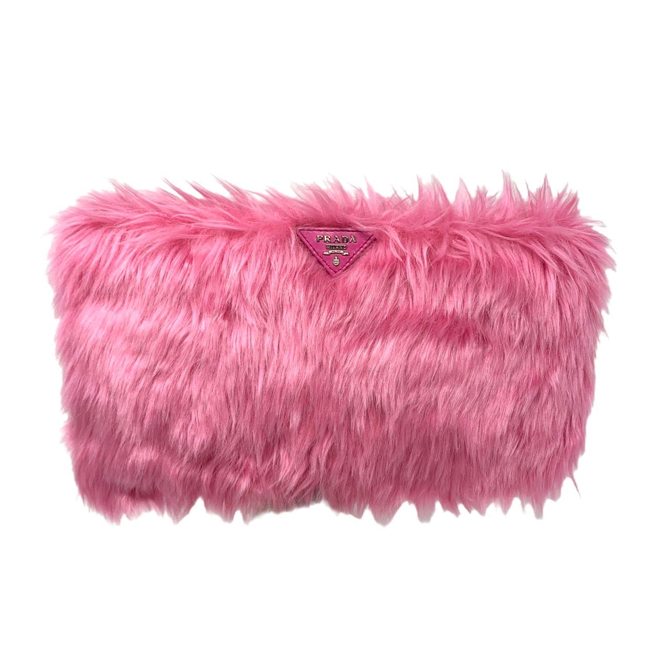 Prada Pink Fuzzy Large Clutch - Handbags