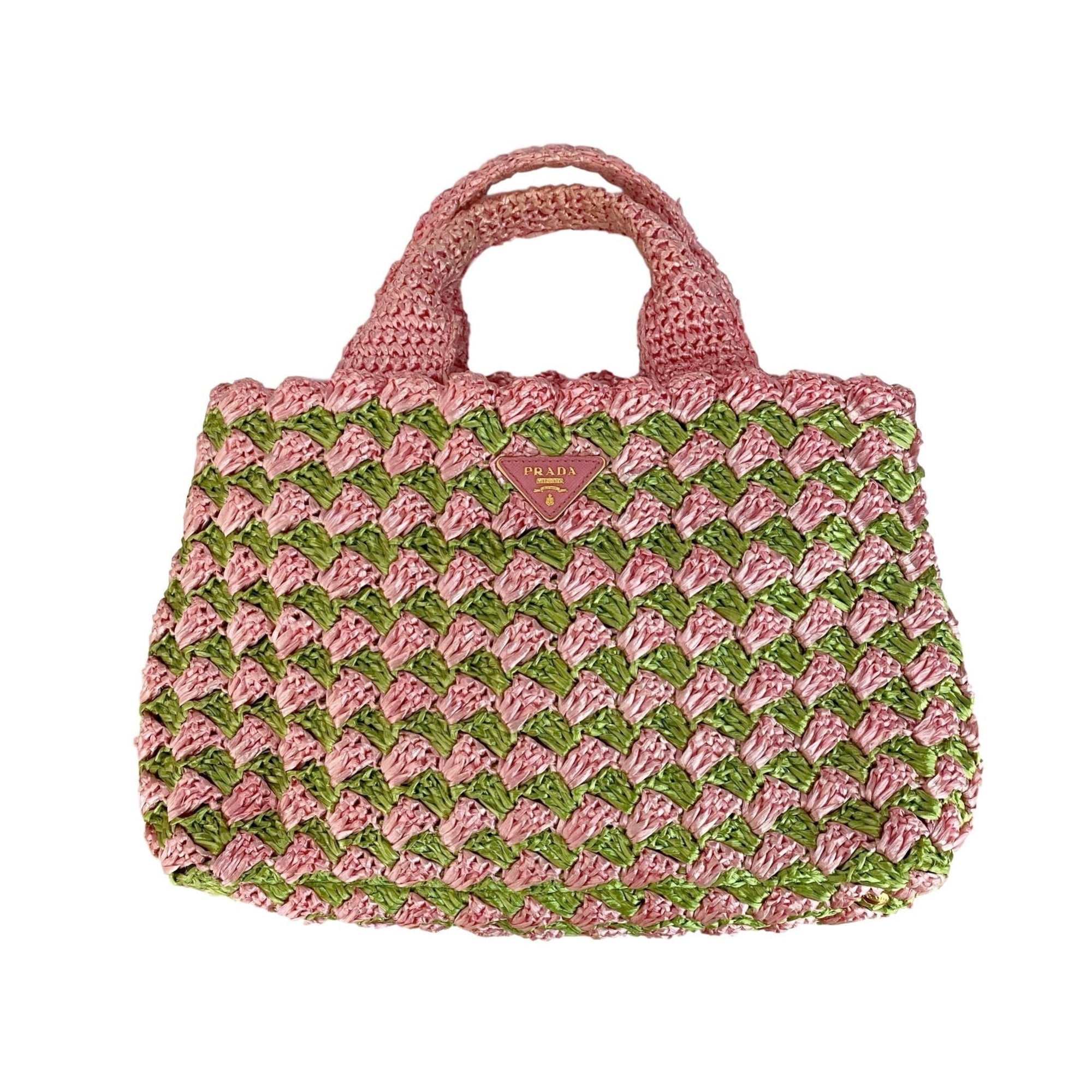 Prada Jumbo Pink Raffia Tote - Handbags