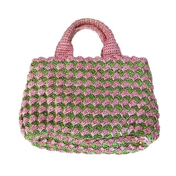 Prada Jumbo Pink Raffia Tote - Handbags