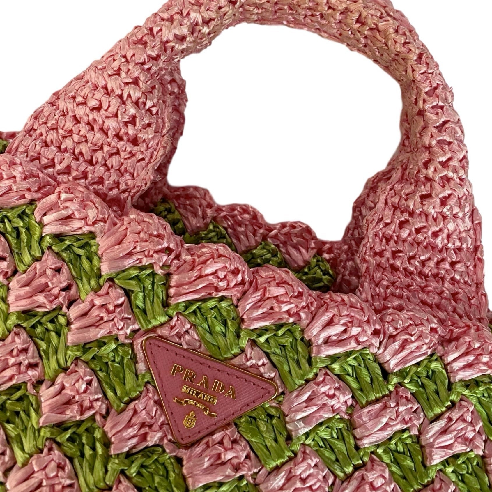 Prada Jumbo Pink Raffia Tote - Handbags