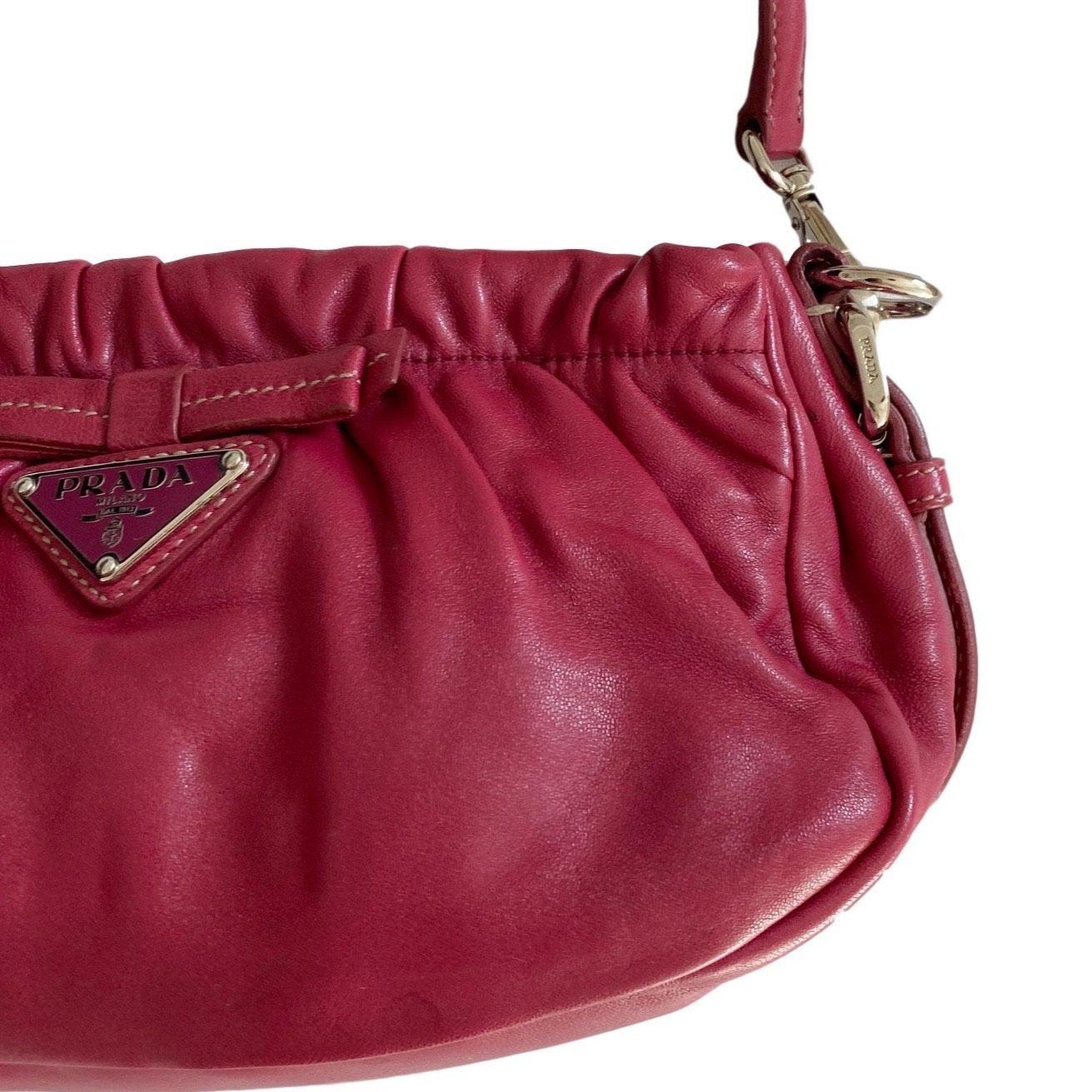 Vintage Prada Pink Leather Mini Bow Shoulder Bag – Treasures of NYC