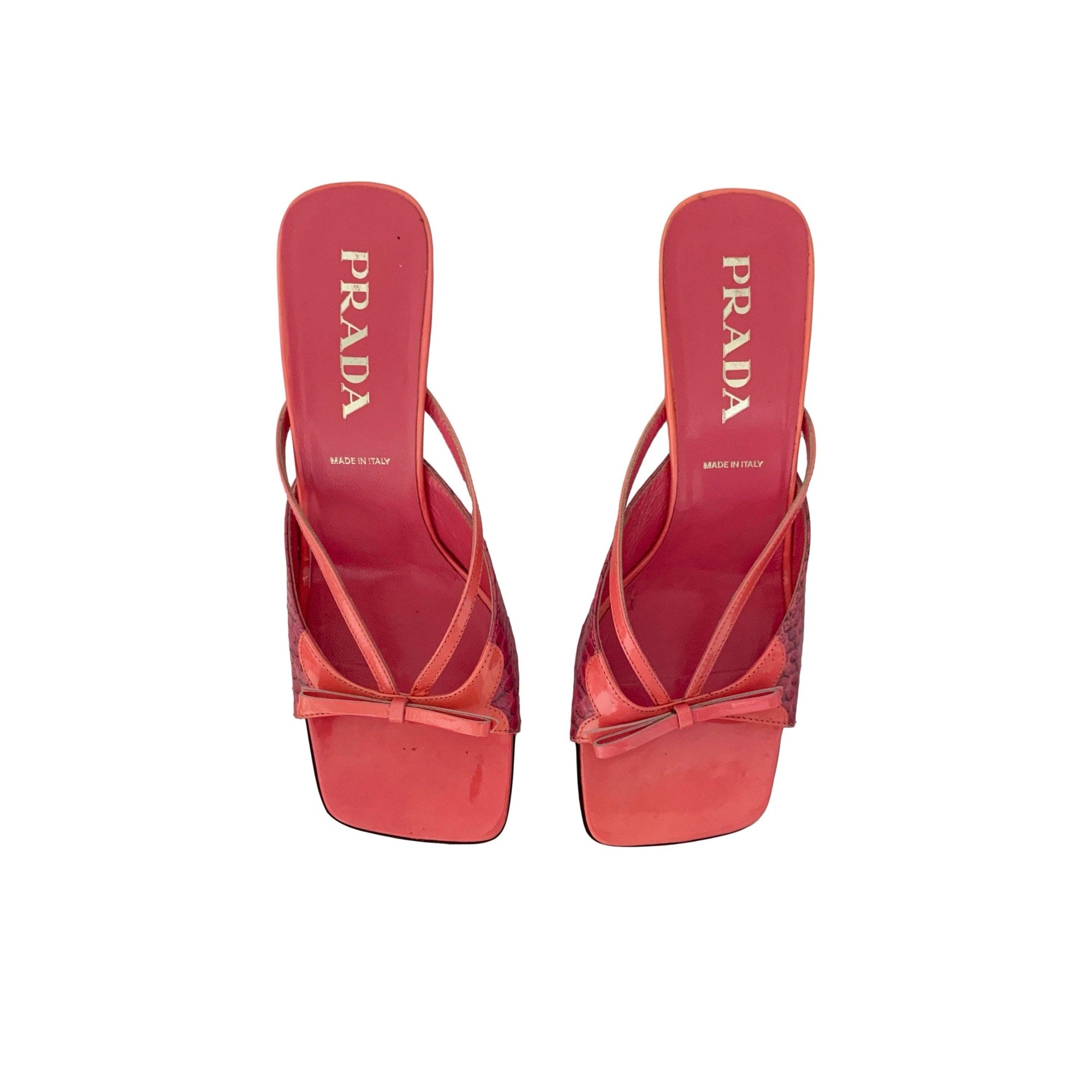 Prada Pink Logo Heels - Shoes