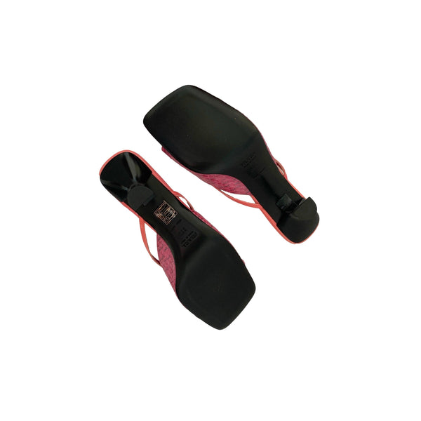 Prada Pink Logo Heels - Shoes