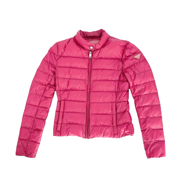 Prada Pink Logo Puffer Jacket - Apparel