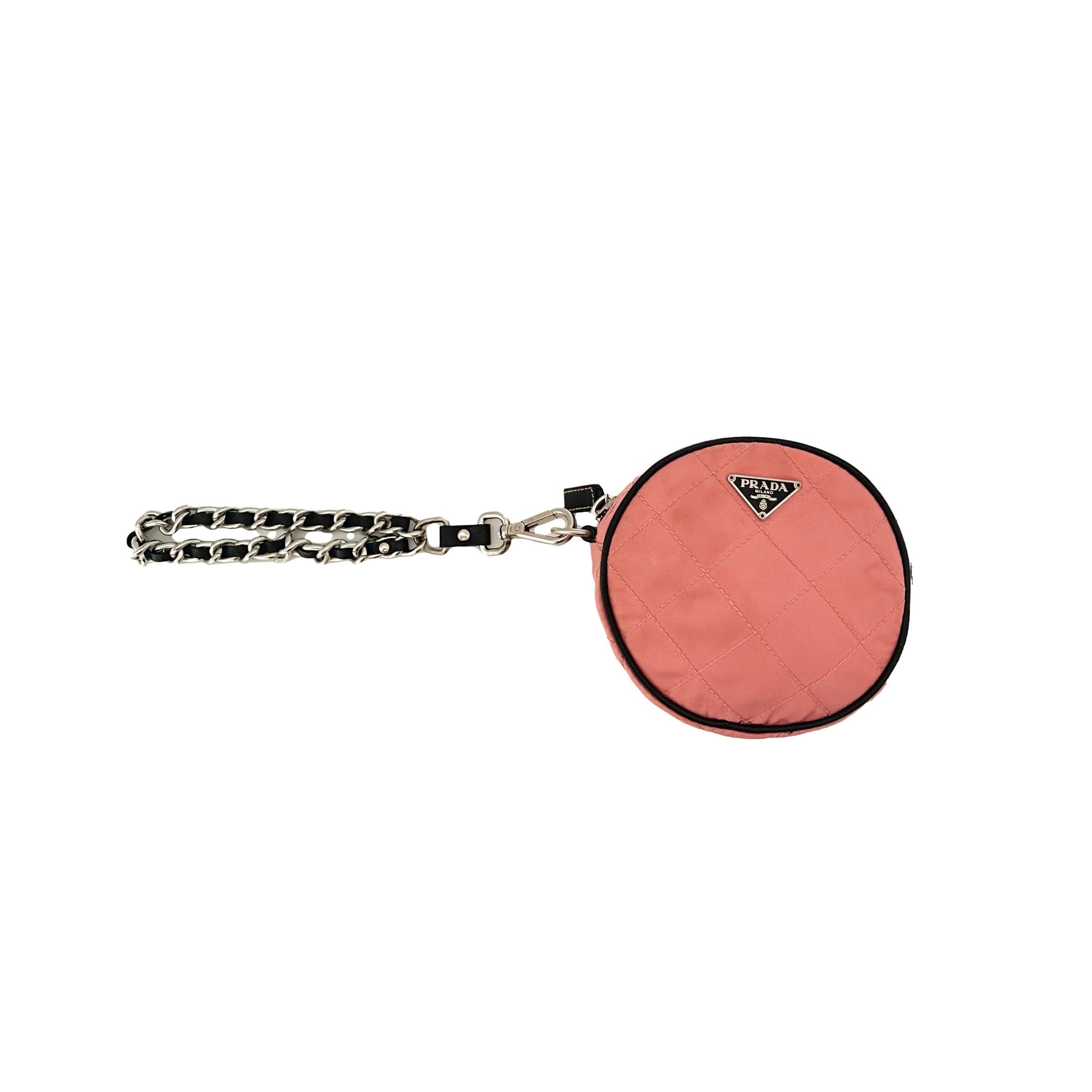 Prada Pink Quilted Logo Wristlet - Handbags