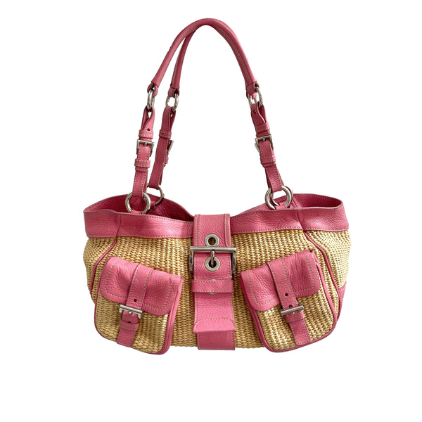 Prada Pink Raffia Basket Bag - Handbags