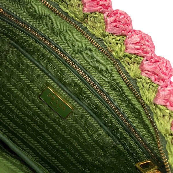 Prada Pink Raffia Woven Clutch - Handbags