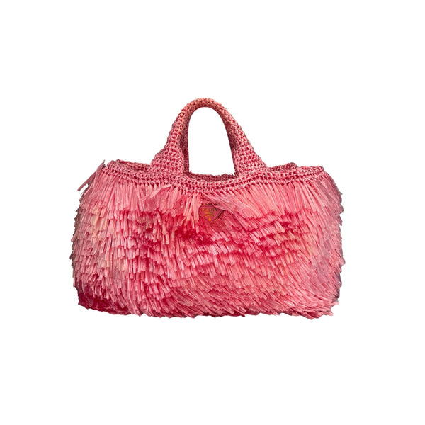 Vintage Prada Pink Fringe Jumbo Top Handle Bag – Treasures of NYC