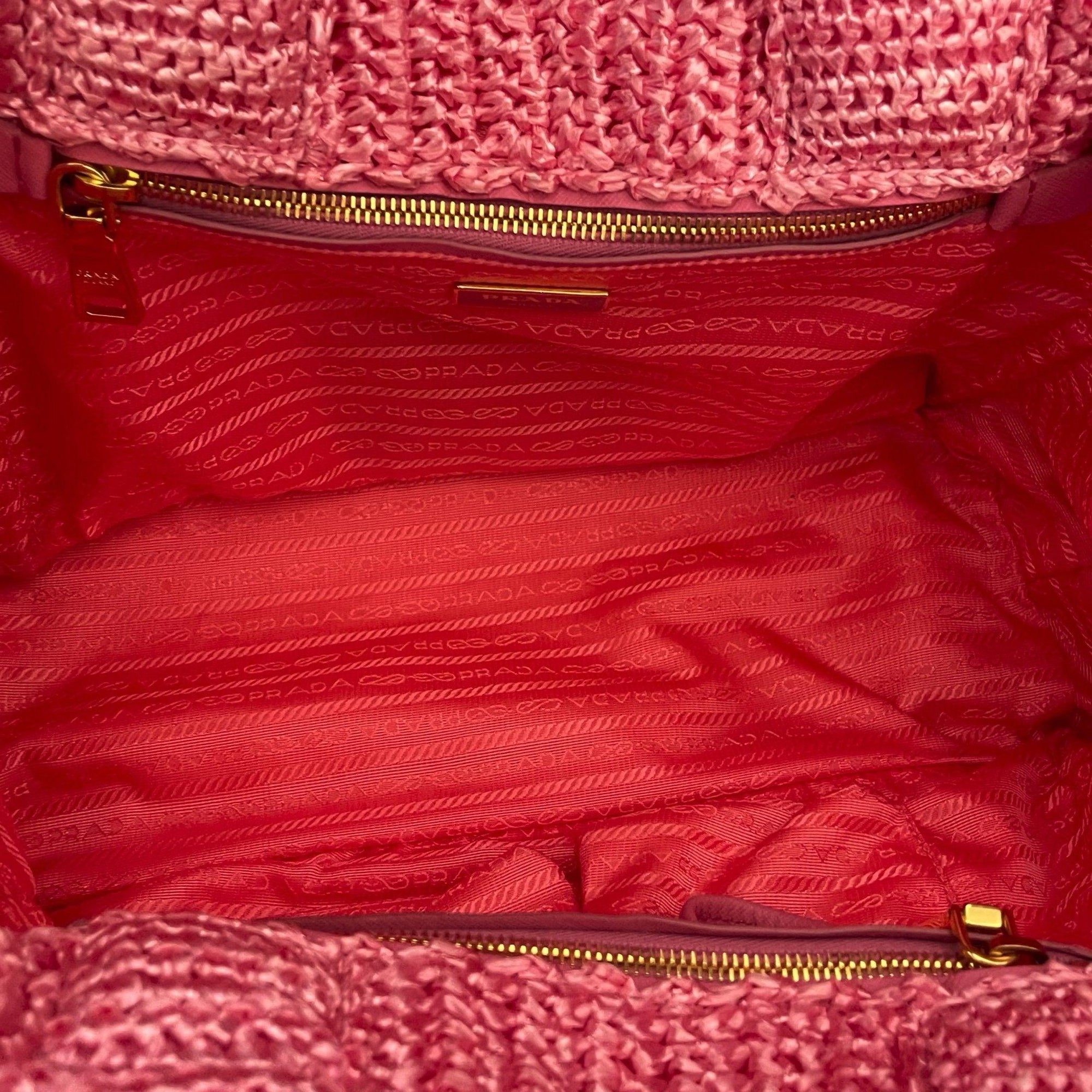 Prada Pink Textured Jumbo Top Handle Bag - Handbags