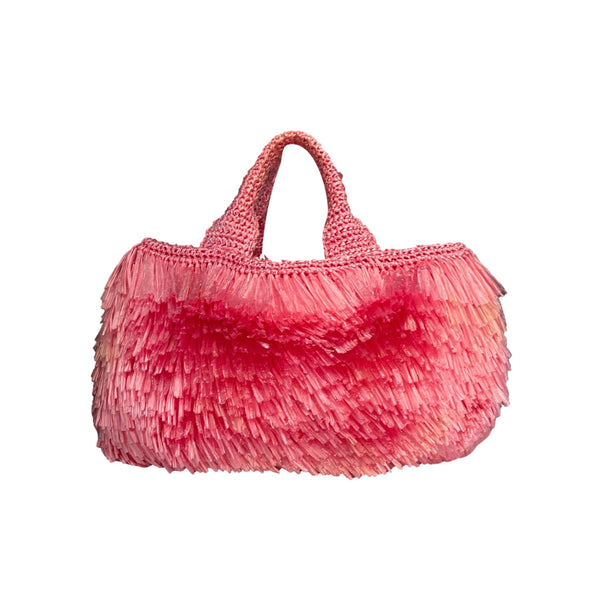Prada Pink Textured Jumbo Top Handle Bag - Handbags