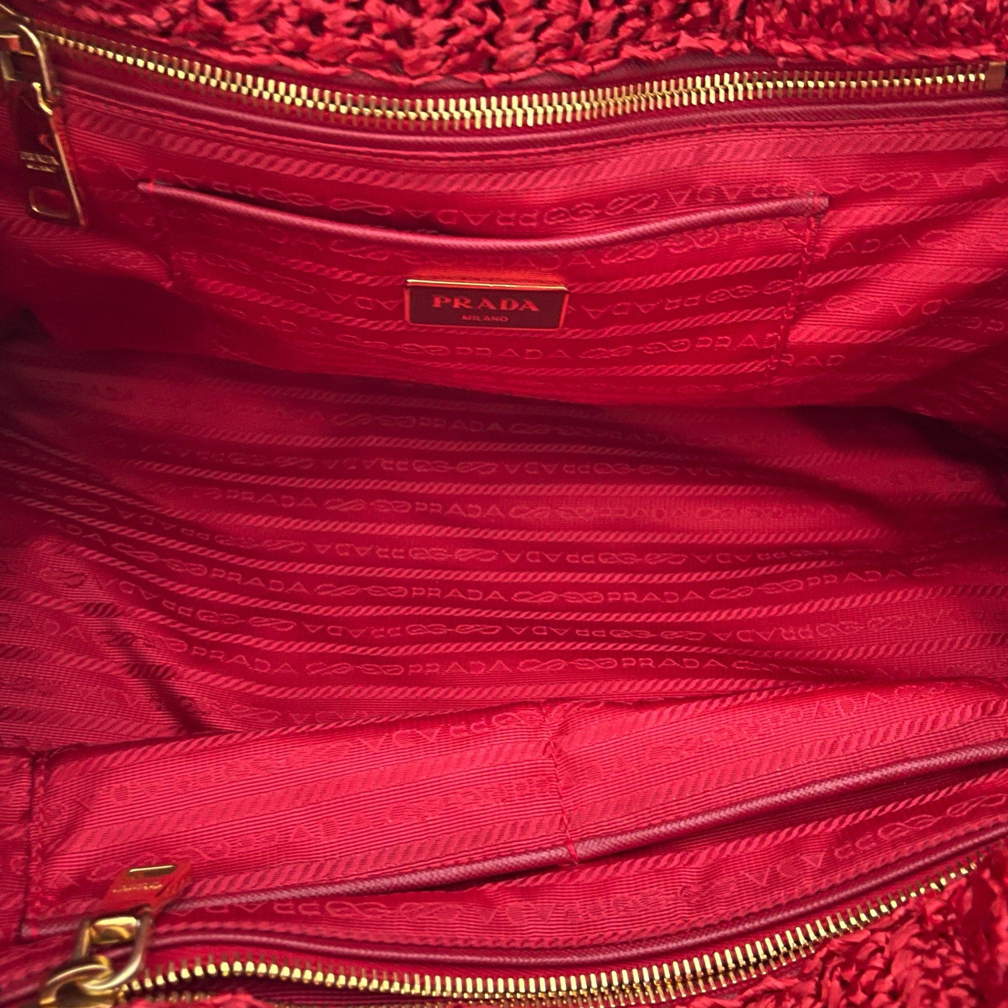 Prada Red Braided Jumbo Top Handle Tote - Handbags