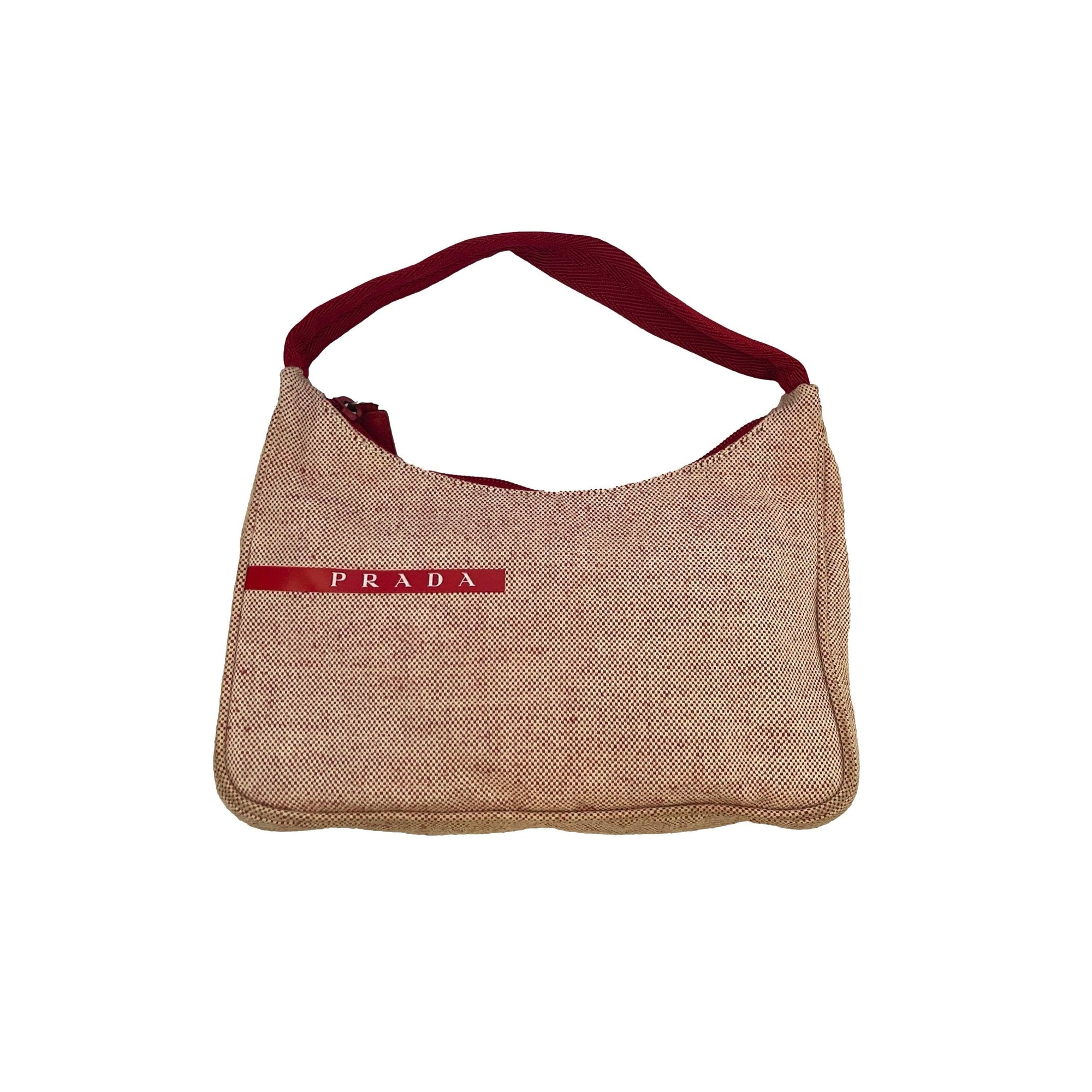 Prada Red Canvas Shoulder Bag - Handbags