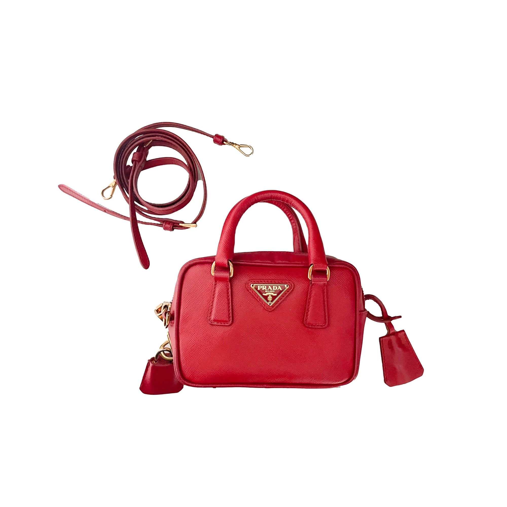 Prada Red Micro Two Way Bag - Handbags