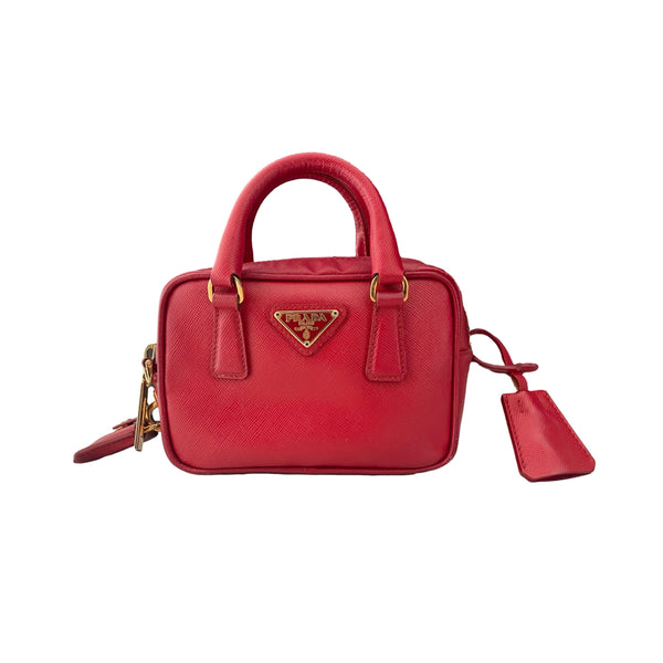 Prada Red Micro Two Way Bag - Handbags