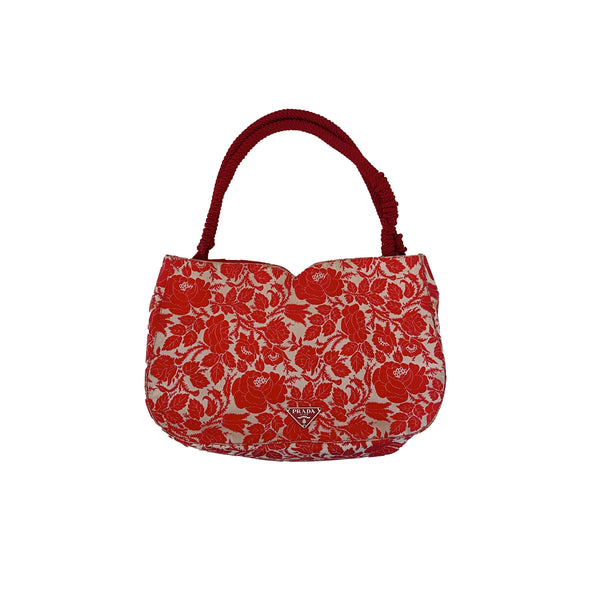 Prada Red Mini Silk Floral Bag - Handbags