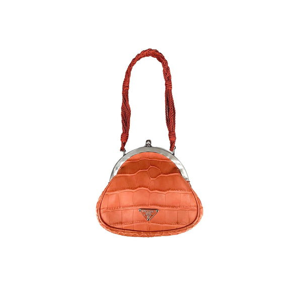 Prada Rust Micro Kisslock Bag - Handbags