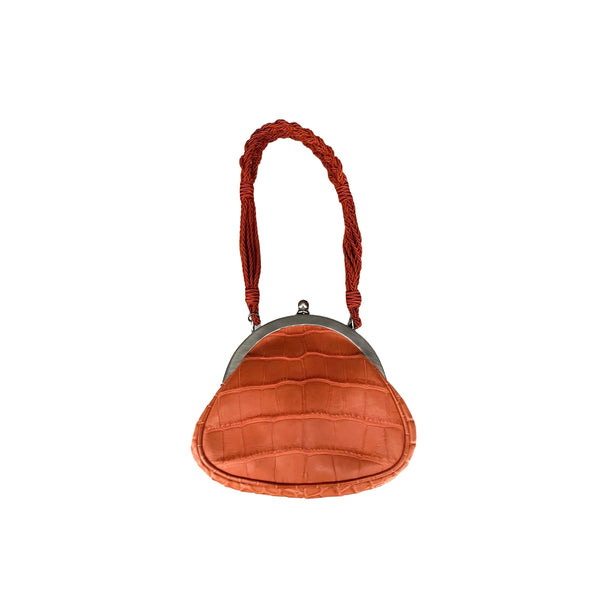 Prada Rust Micro Kisslock Bag - Handbags