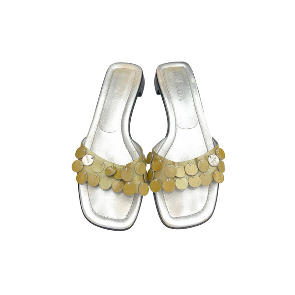 Prada Silver Sequins Sandals-38.5 - Shoes