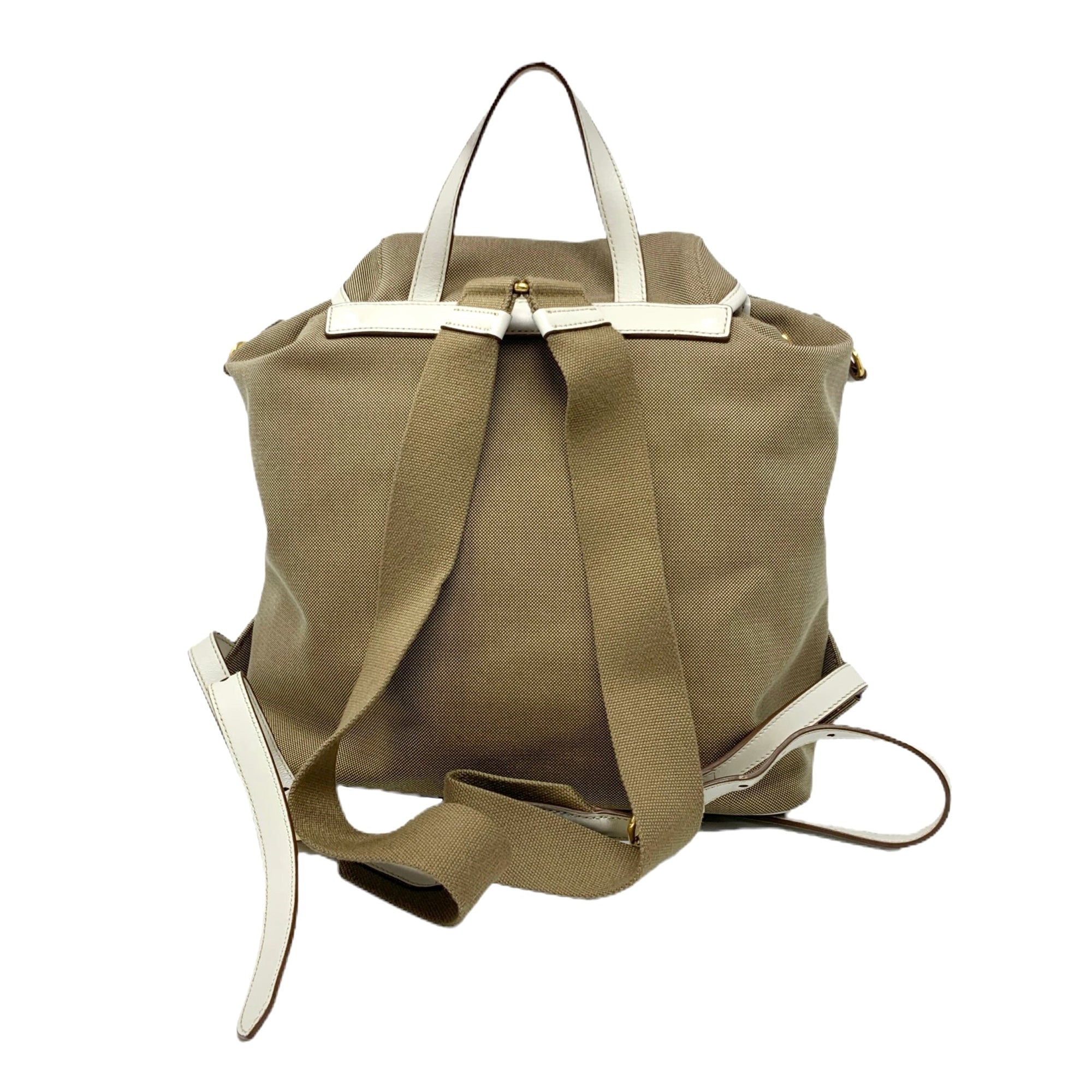 Prada Tan Canvas Logo Backpack - Handbags