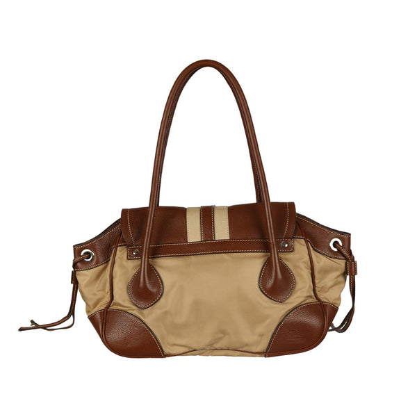 Prada Tan Canvas Shoulder Bag - Handbags