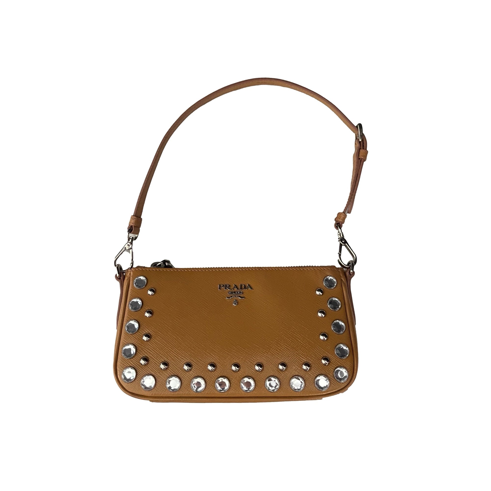 Prada Tan Jeweled Shoulder Bag - Handbags