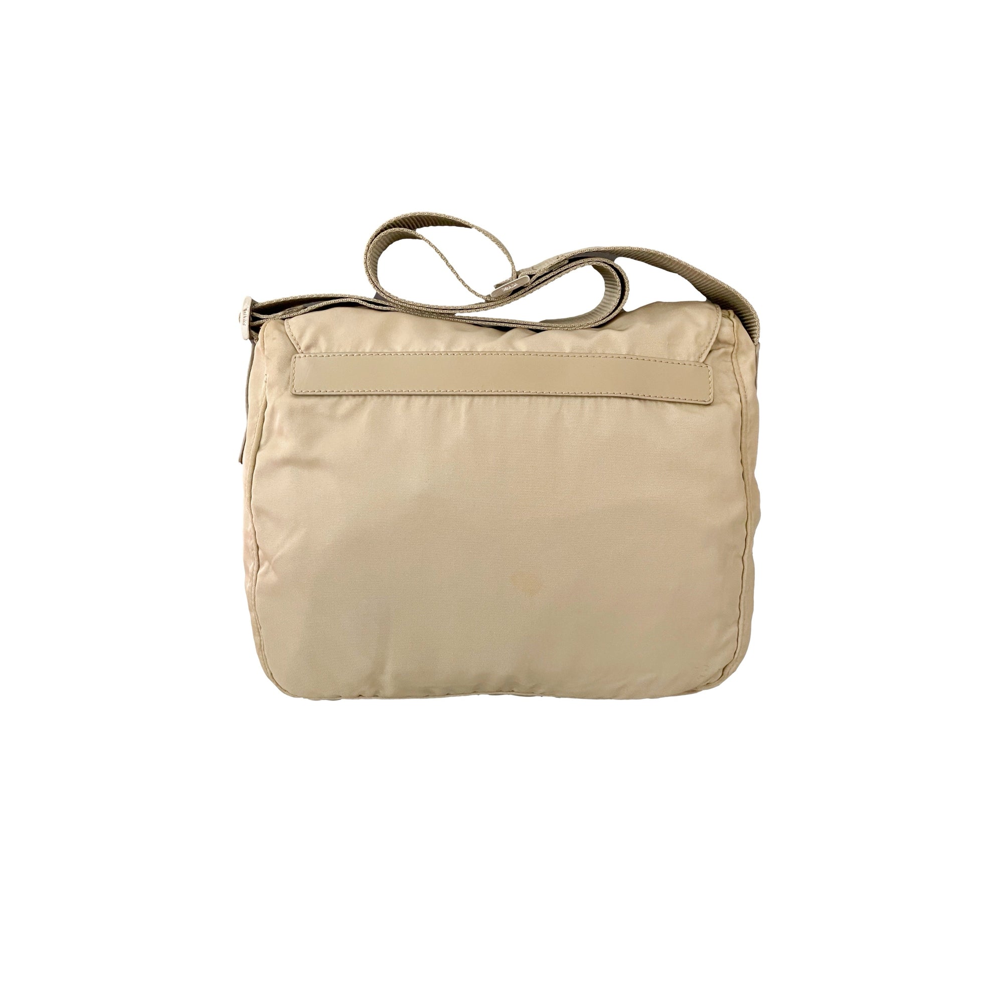 Prada Tan Logo Nylon Crossbody - Handbags