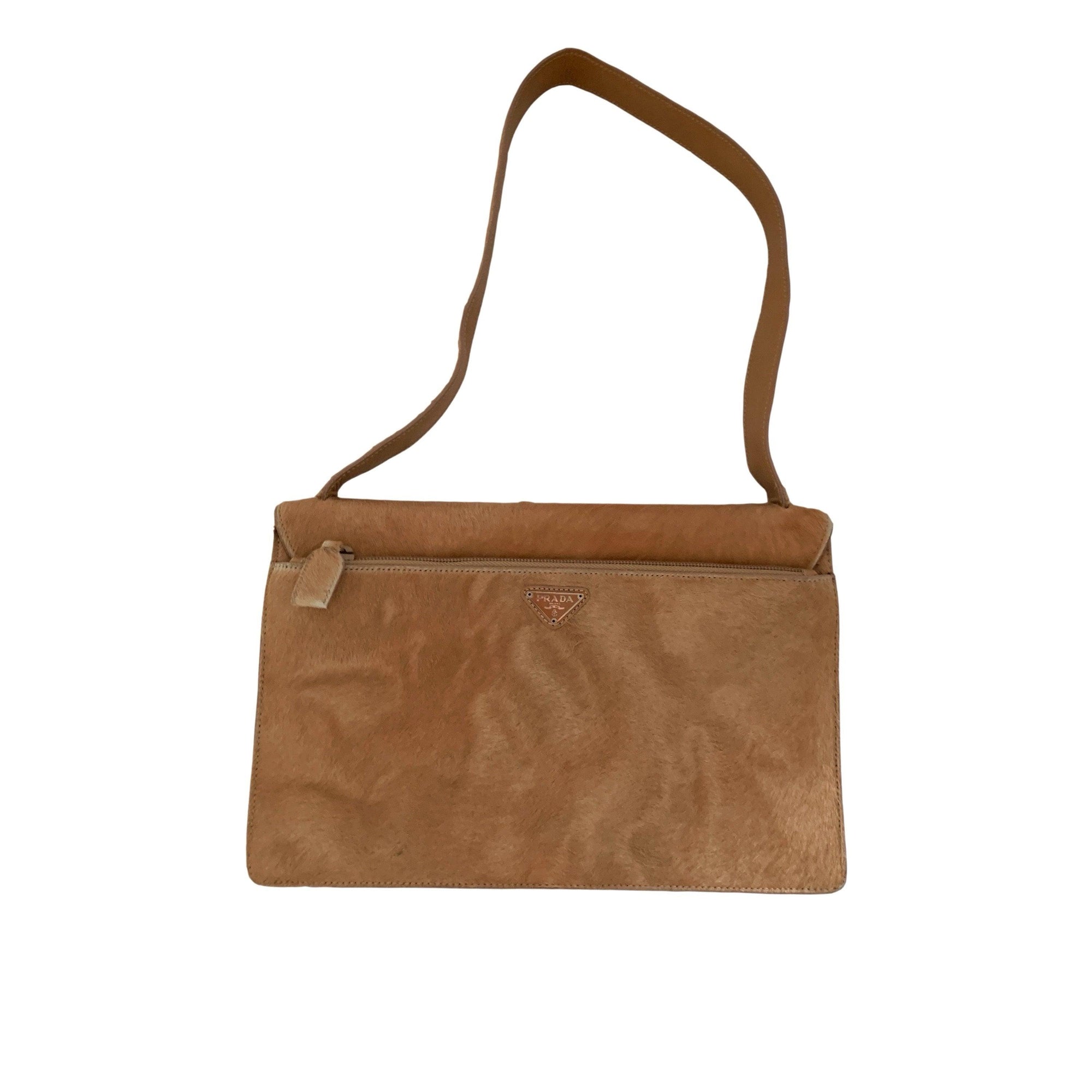 Prada Tan Logo Shoulder Bag - Handbags