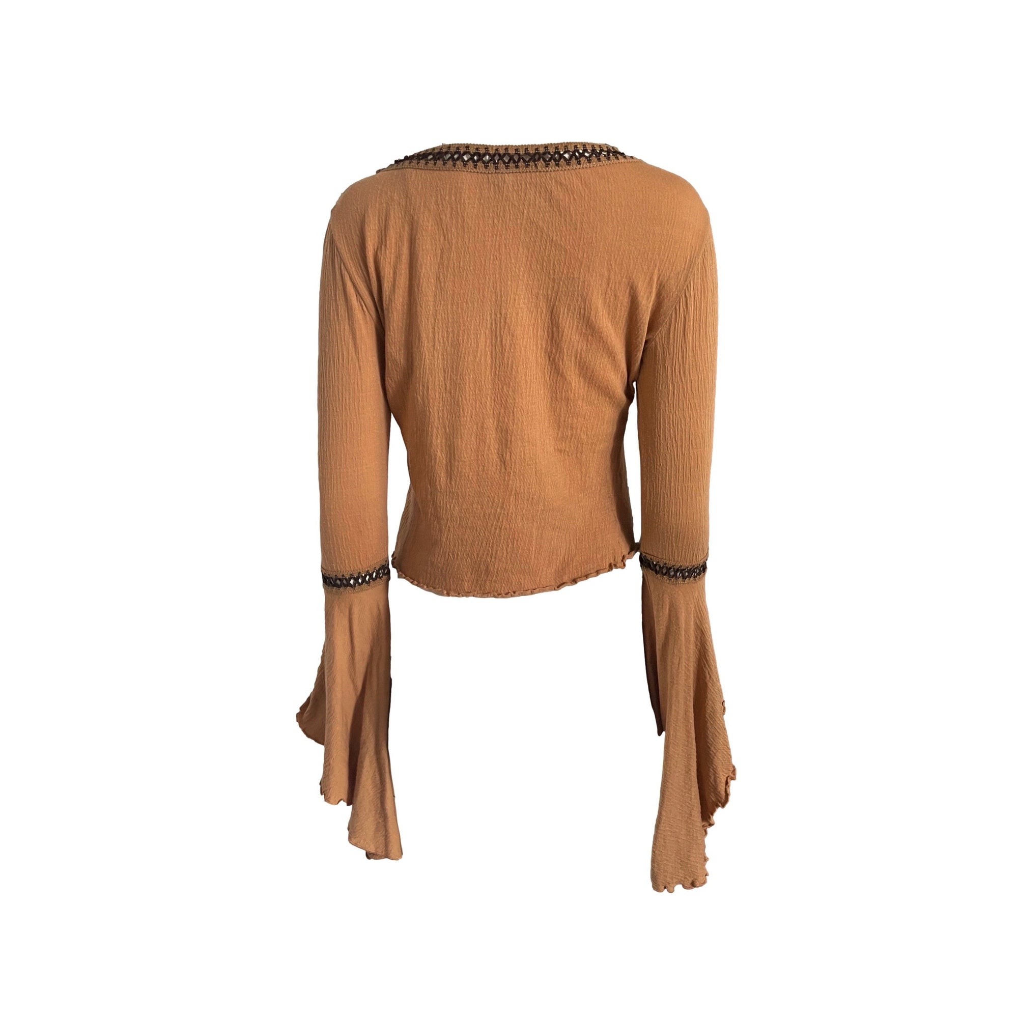 Prada Tan Ruffled Long Sleeve Top - Apparel