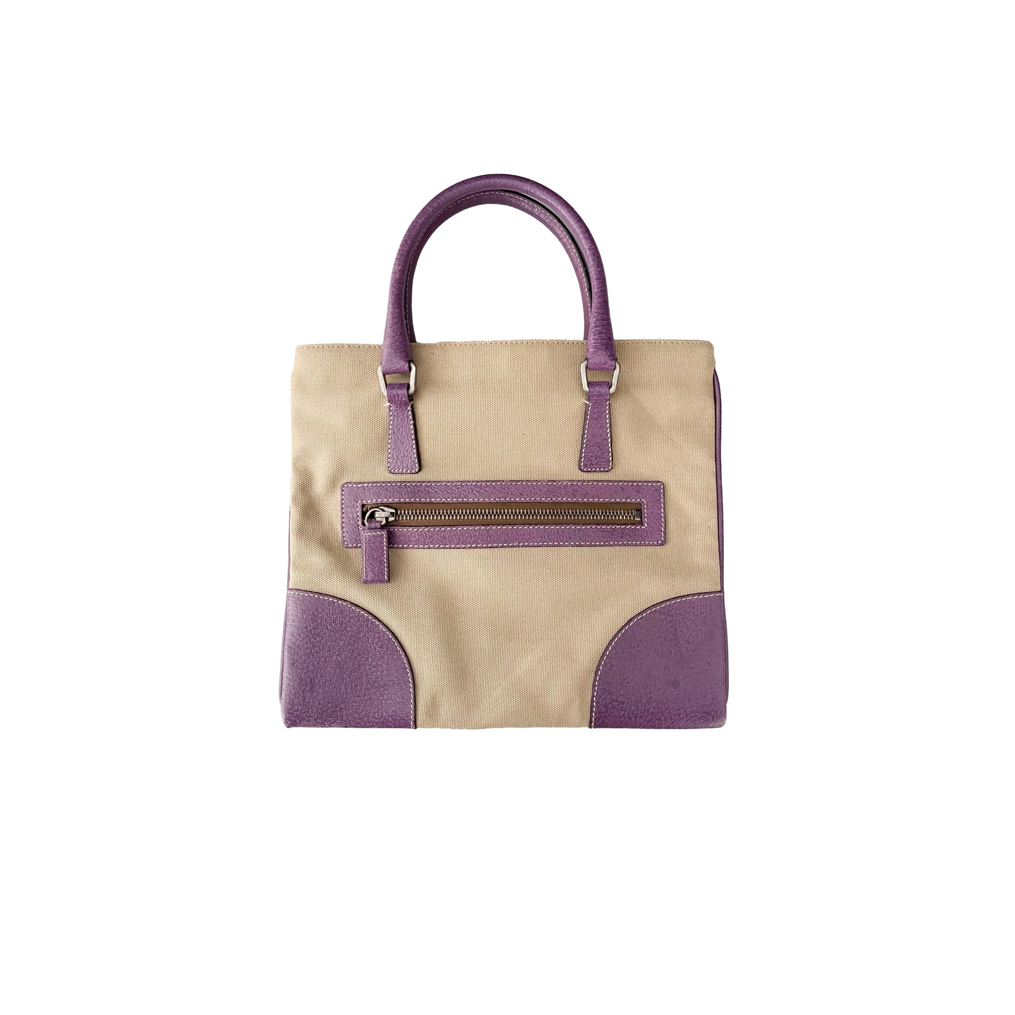 Prada Taupe Logo Mini Tote - Handbags