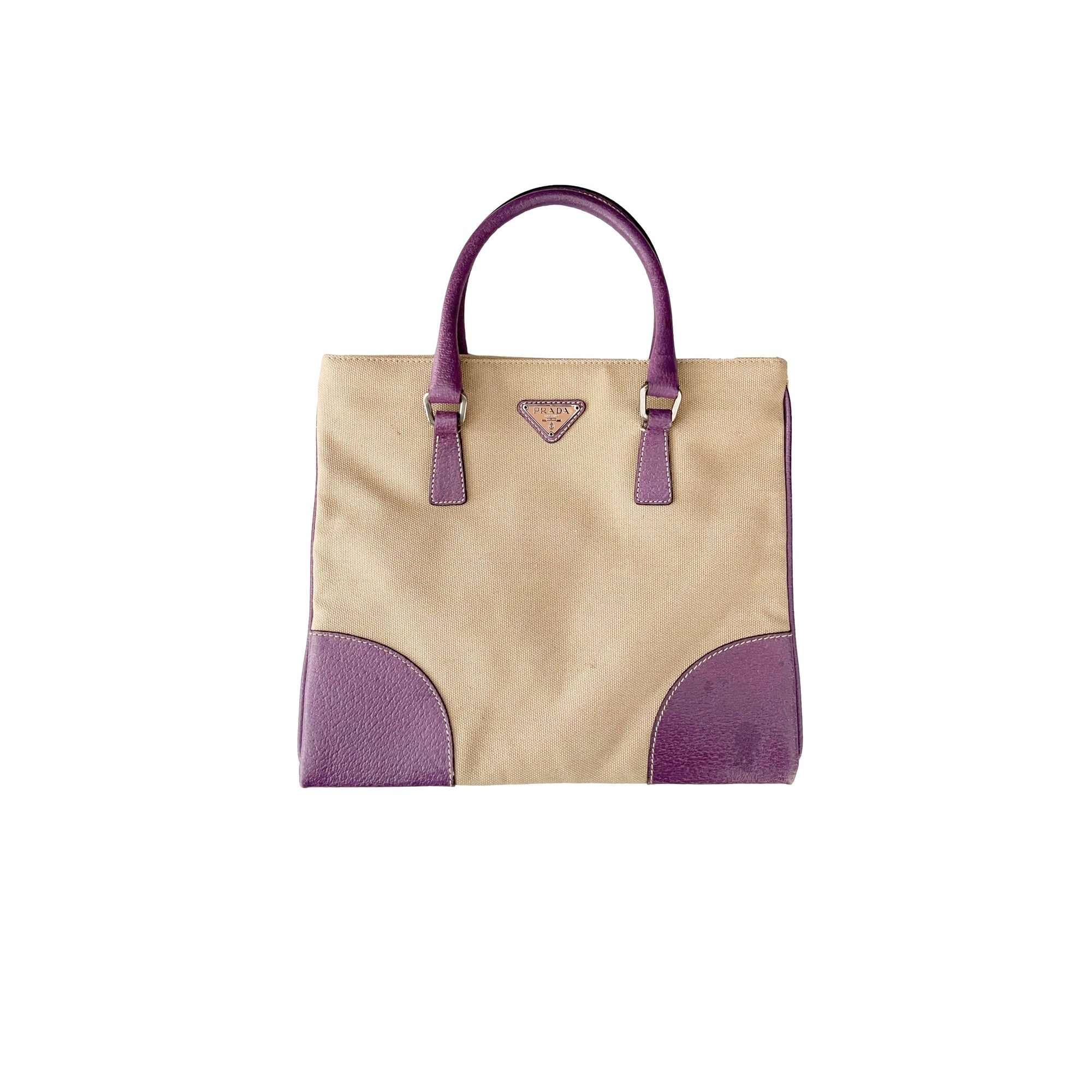Prada Taupe Logo Mini Tote - Handbags