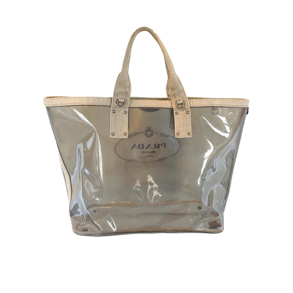 Prada Transparent Logo Jumbo Tote - Handbags