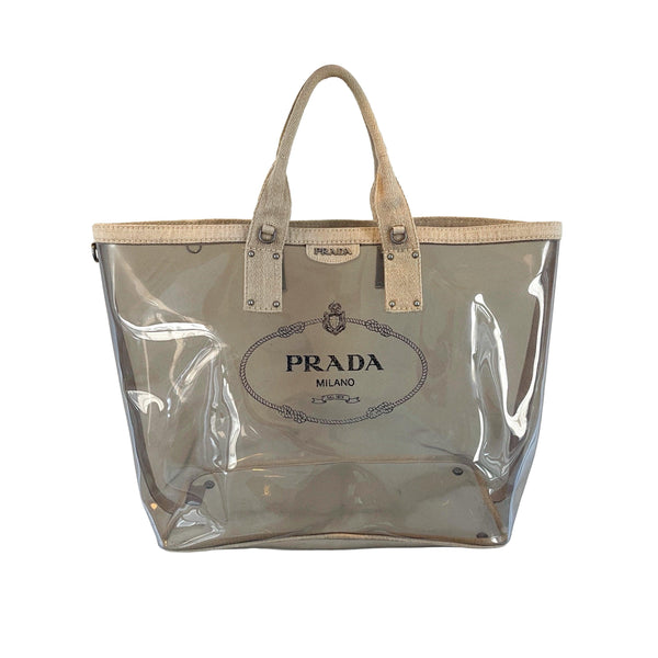 Prada Transparent Logo Jumbo Tote - Handbags