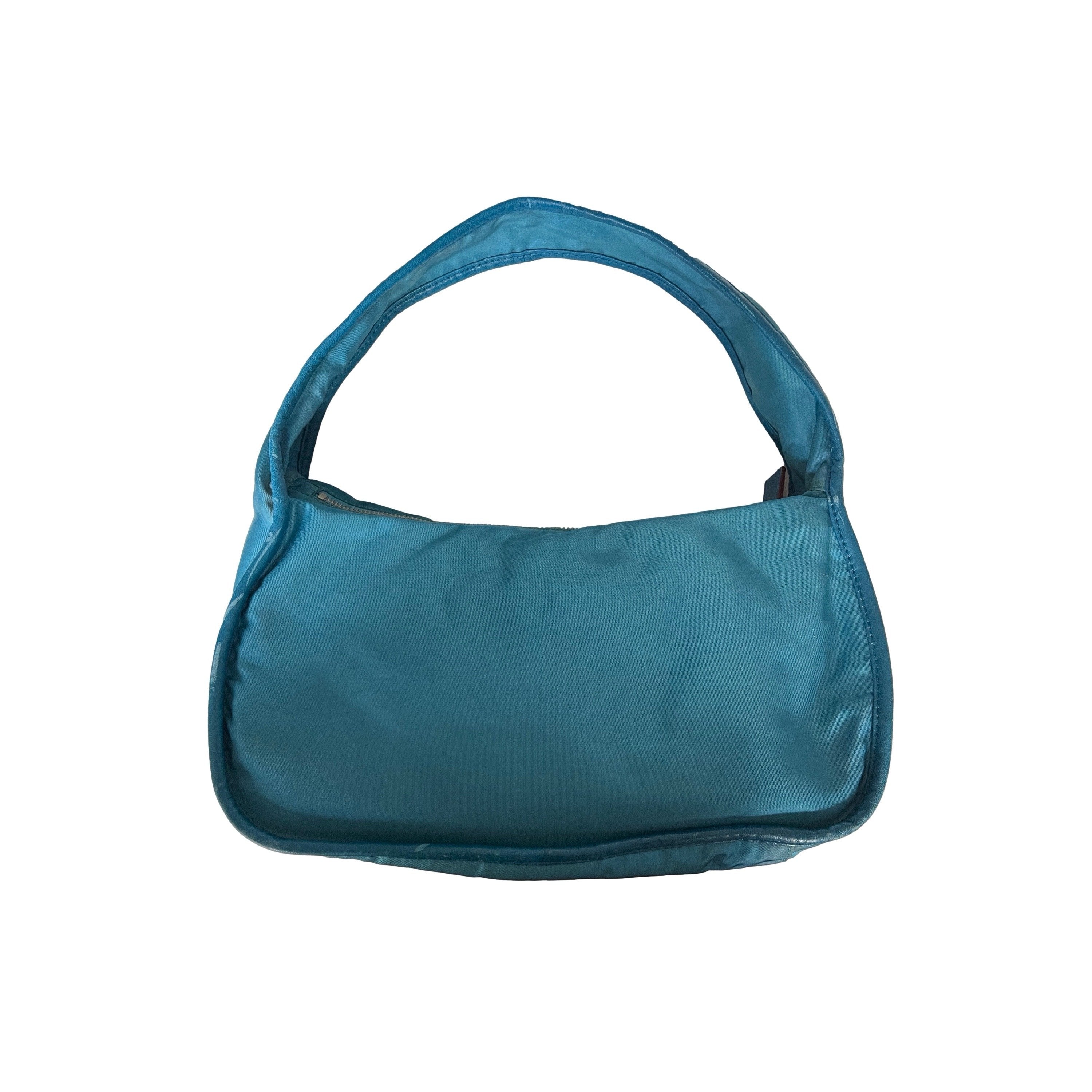 Prada Turquoise Logo Nylon Shoulder Bag