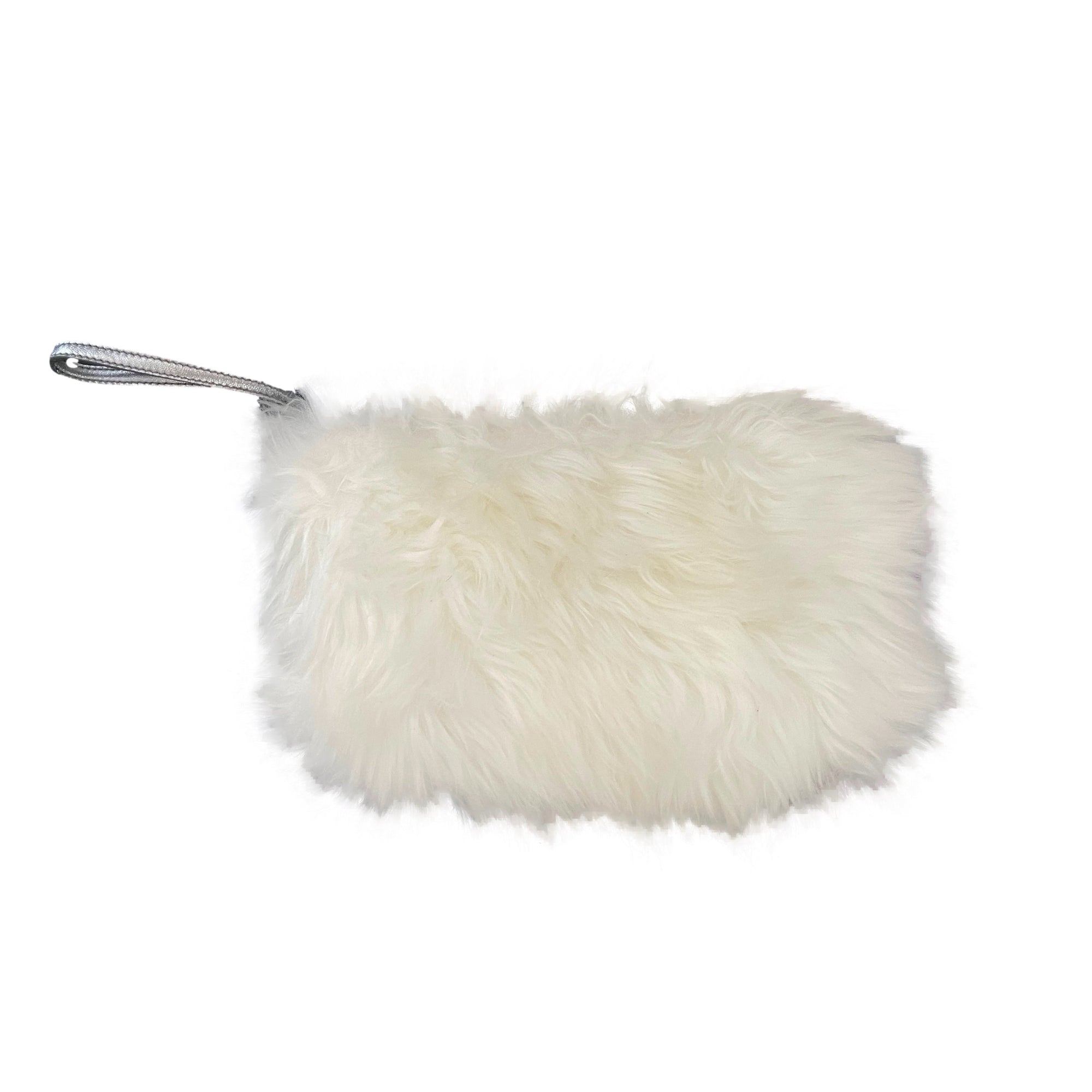 Prada White Fuzzy Wristlet - Handbags