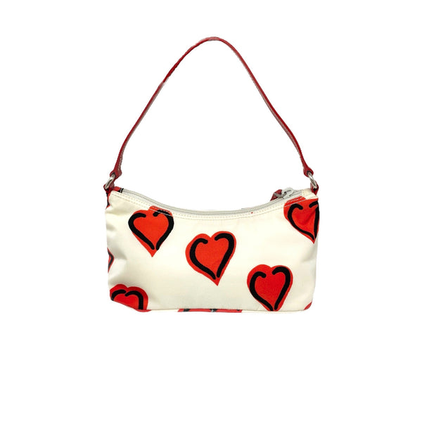 Prada White Nylon Heart Shoulder Bag - Handbags