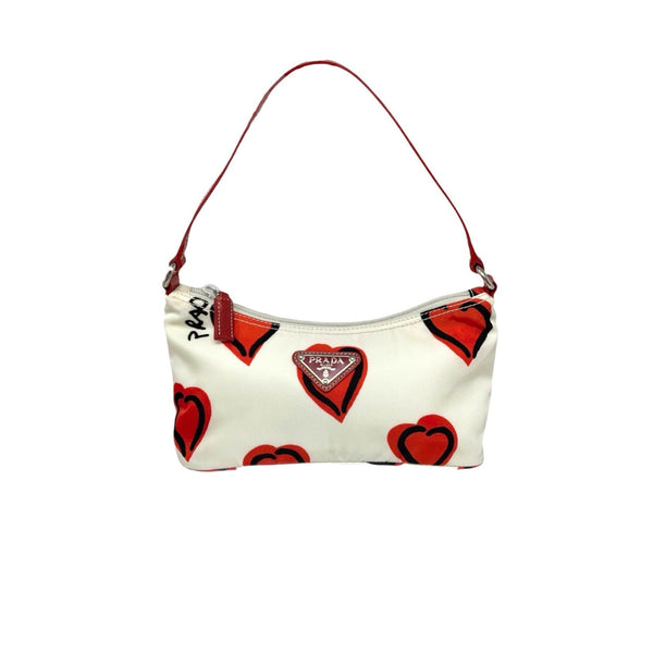 Prada White Nylon Heart Shoulder Bag - Handbags