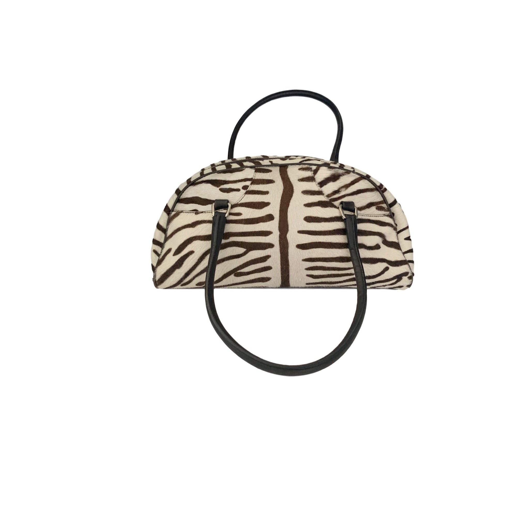 Prada Zebra Logo Bowler Bag - Handbags