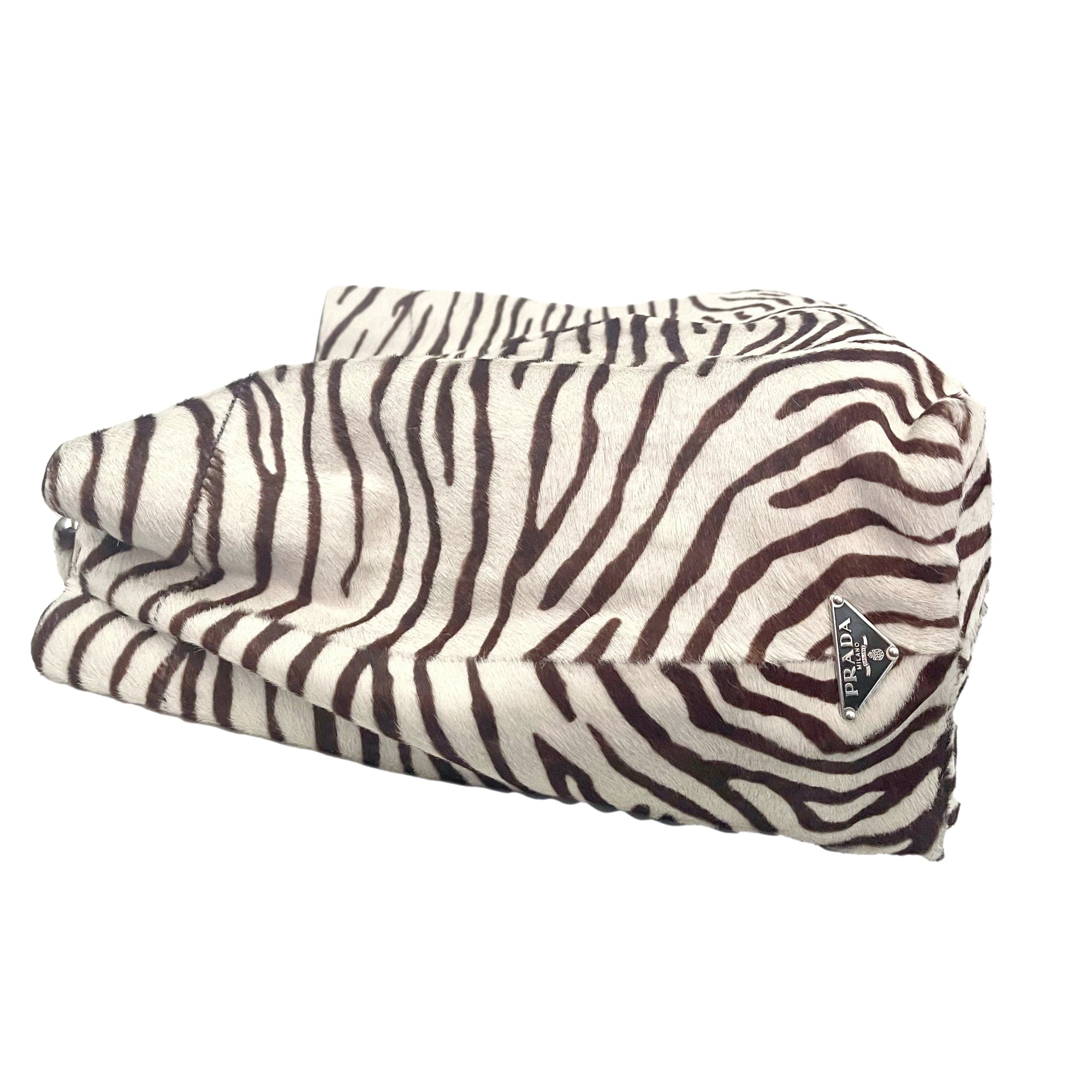 Prada Zebra Metal Handle Shoulder Bag - Handbags
