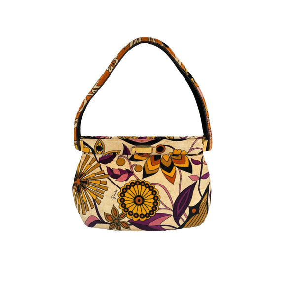 Pucci Amber Print Velvet Clasp Shoulder Bag - Handbags