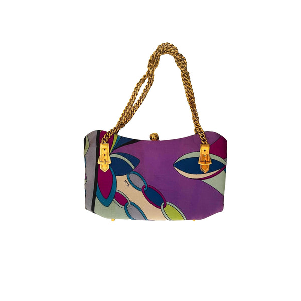 Pucci Baby Blue Silk Mini Chain Bag - Handbags