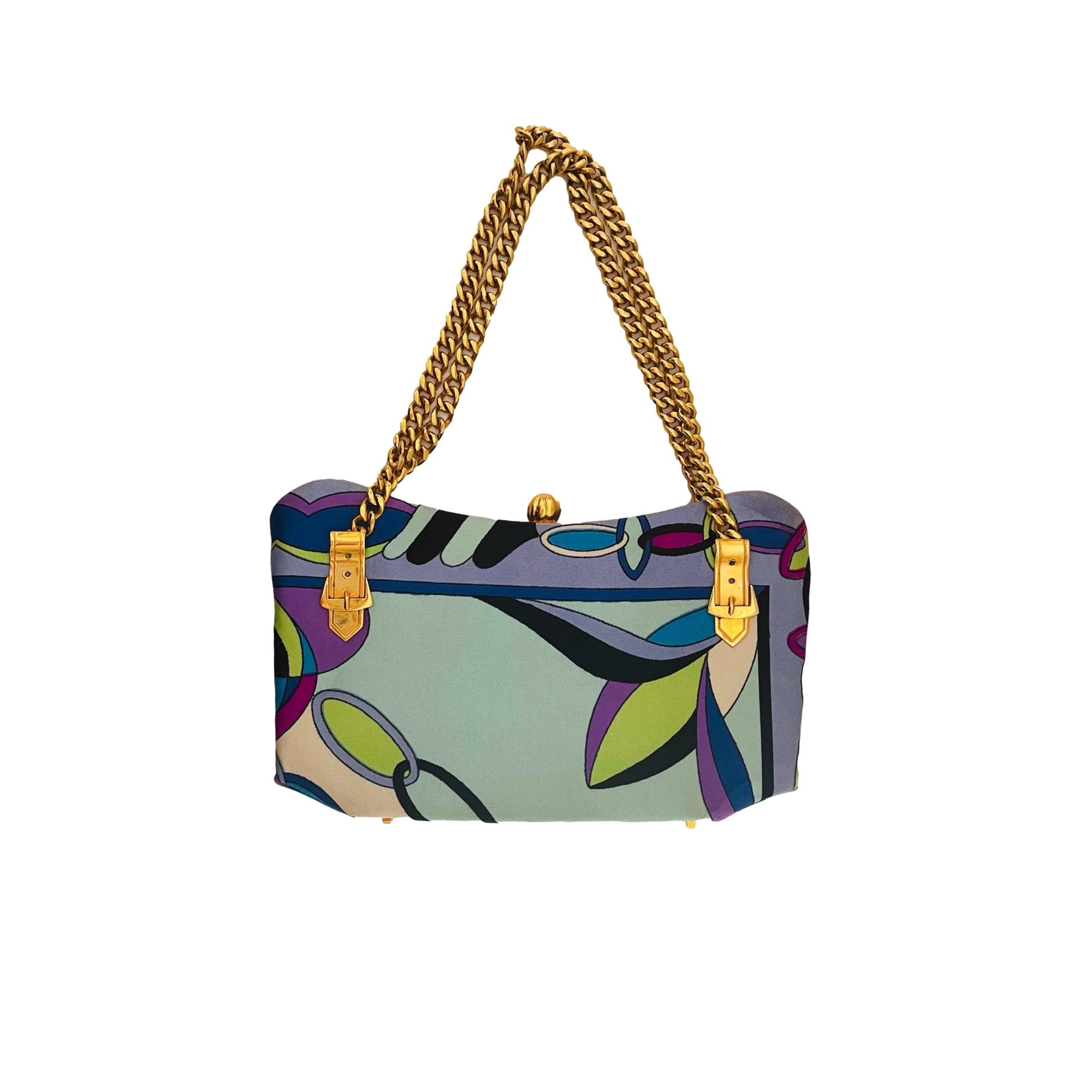 Pucci Baby Blue Silk Mini Chain Bag - Handbags