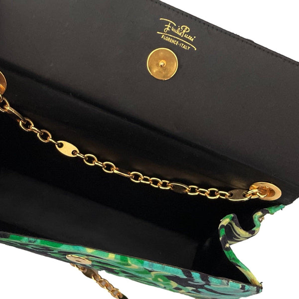 Pucci Green Print Velvet Chain Bag - Handbags