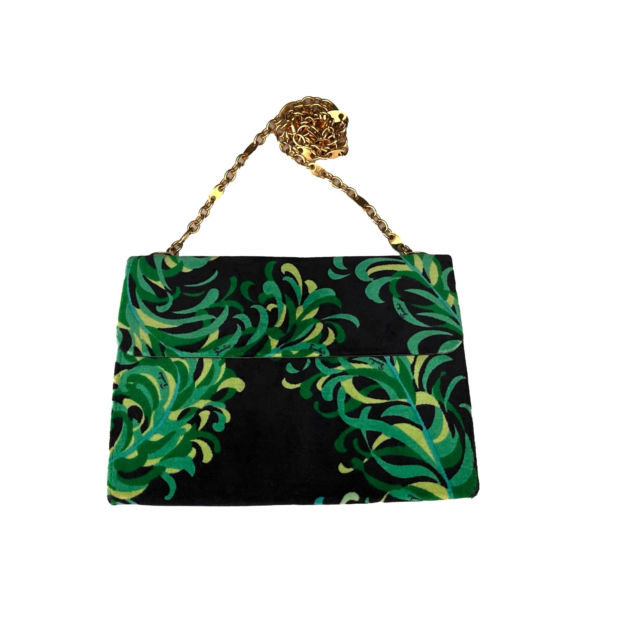 Pucci Green Print Velvet Chain Bag - Handbags