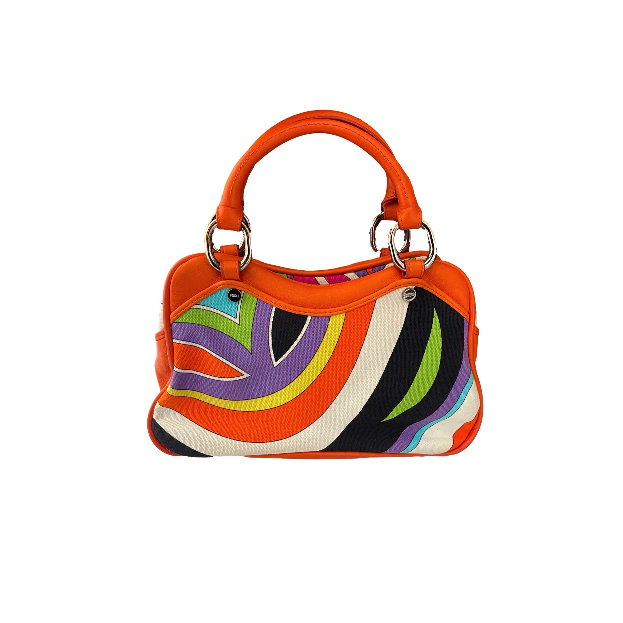 Pucci Orange Print Top Handle Bag - Handbags