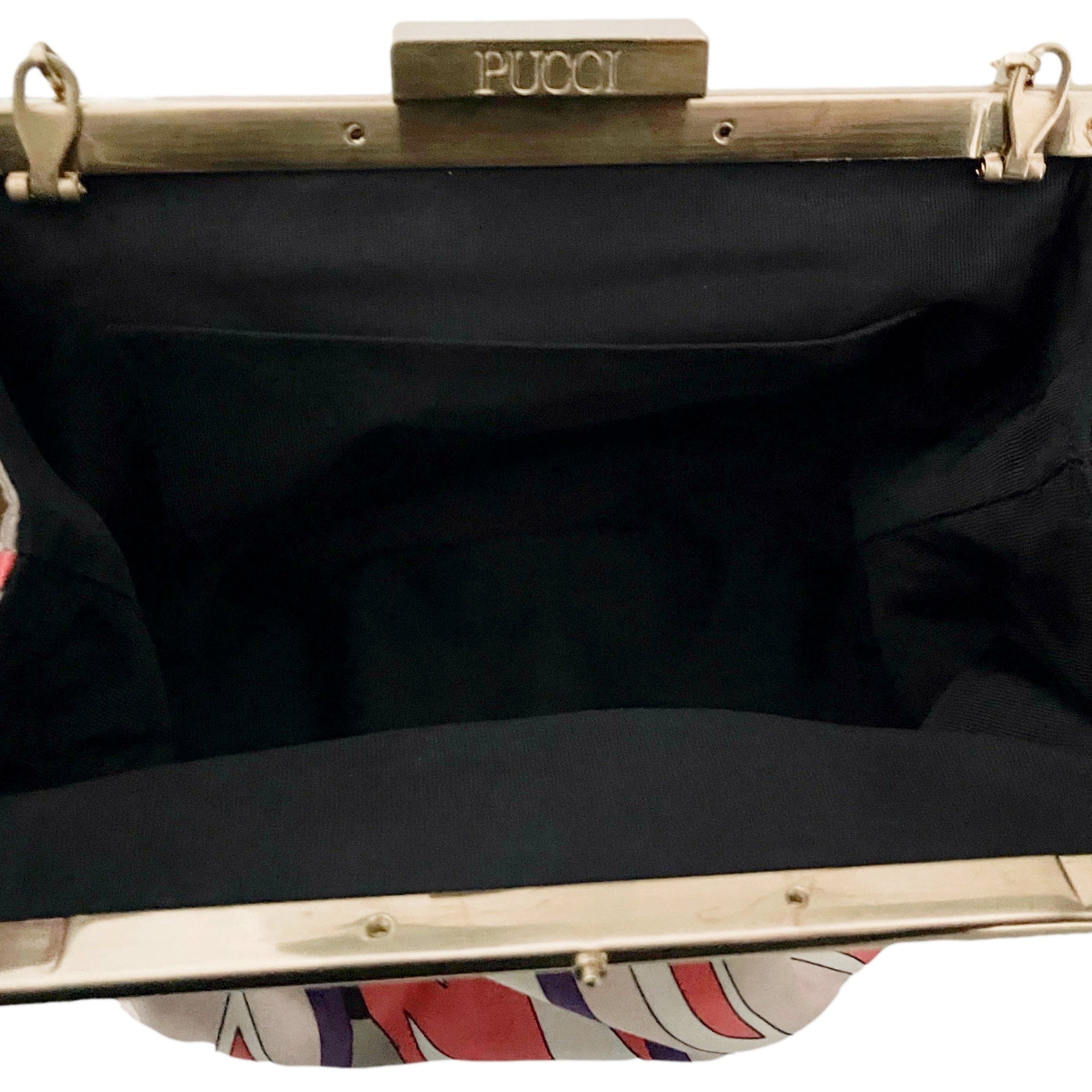 Pucci Pink Print Satin Kisslock Bag - Handbags