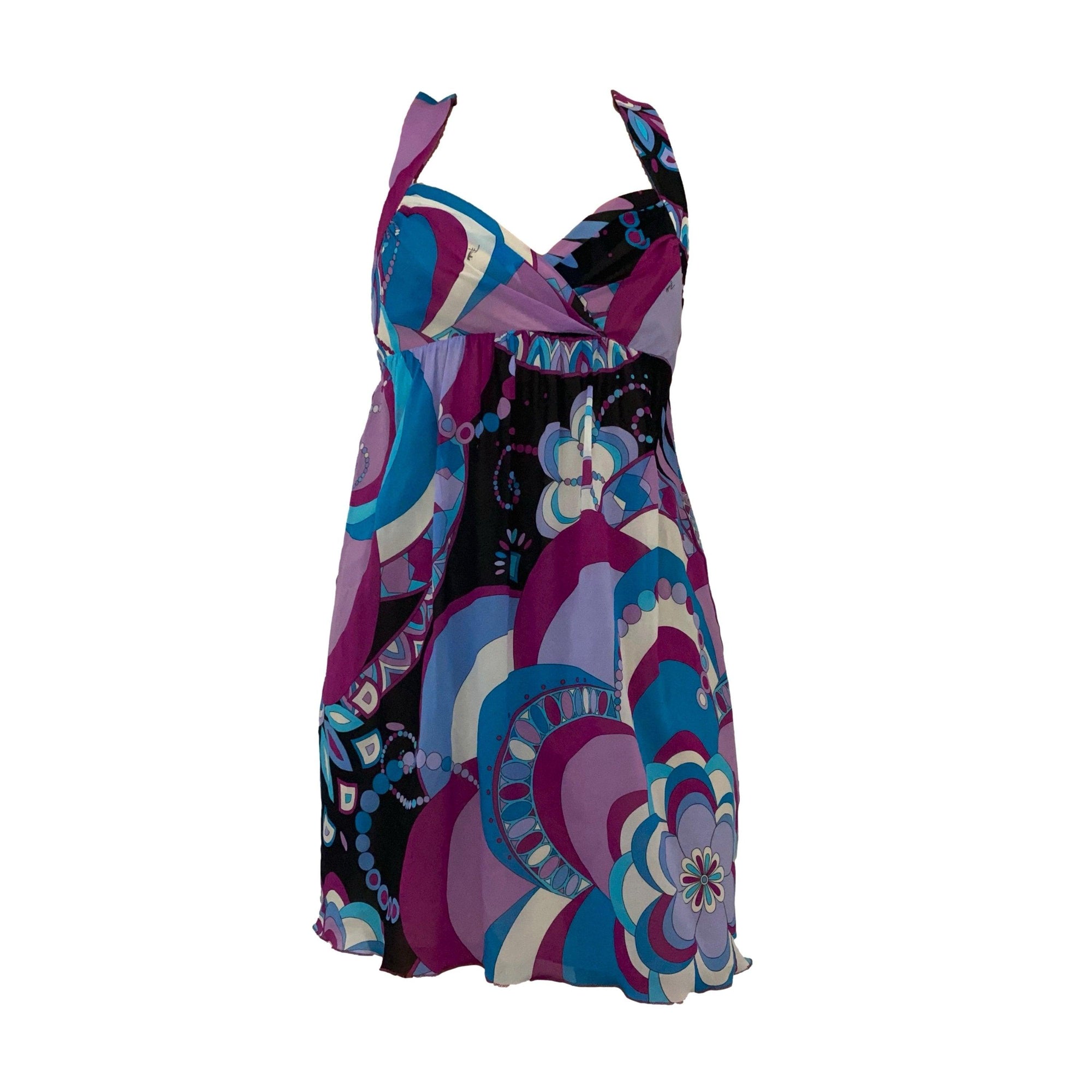 Pucci Purple Print Silk Dress - Apparel