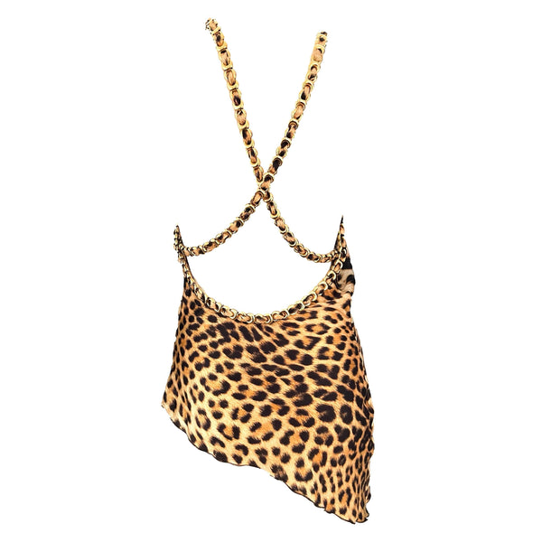 Roberto Cavalli Animal Print Jumbo Chain Halter - Apparel