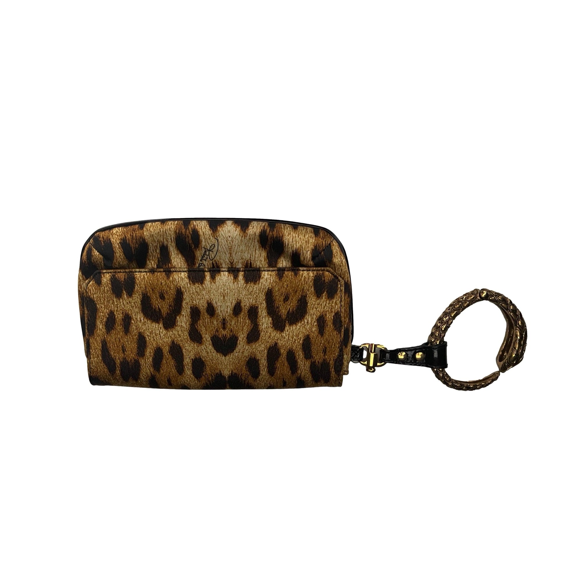 Roberto Cavalli Animal Print Snake Clutch - Handbags