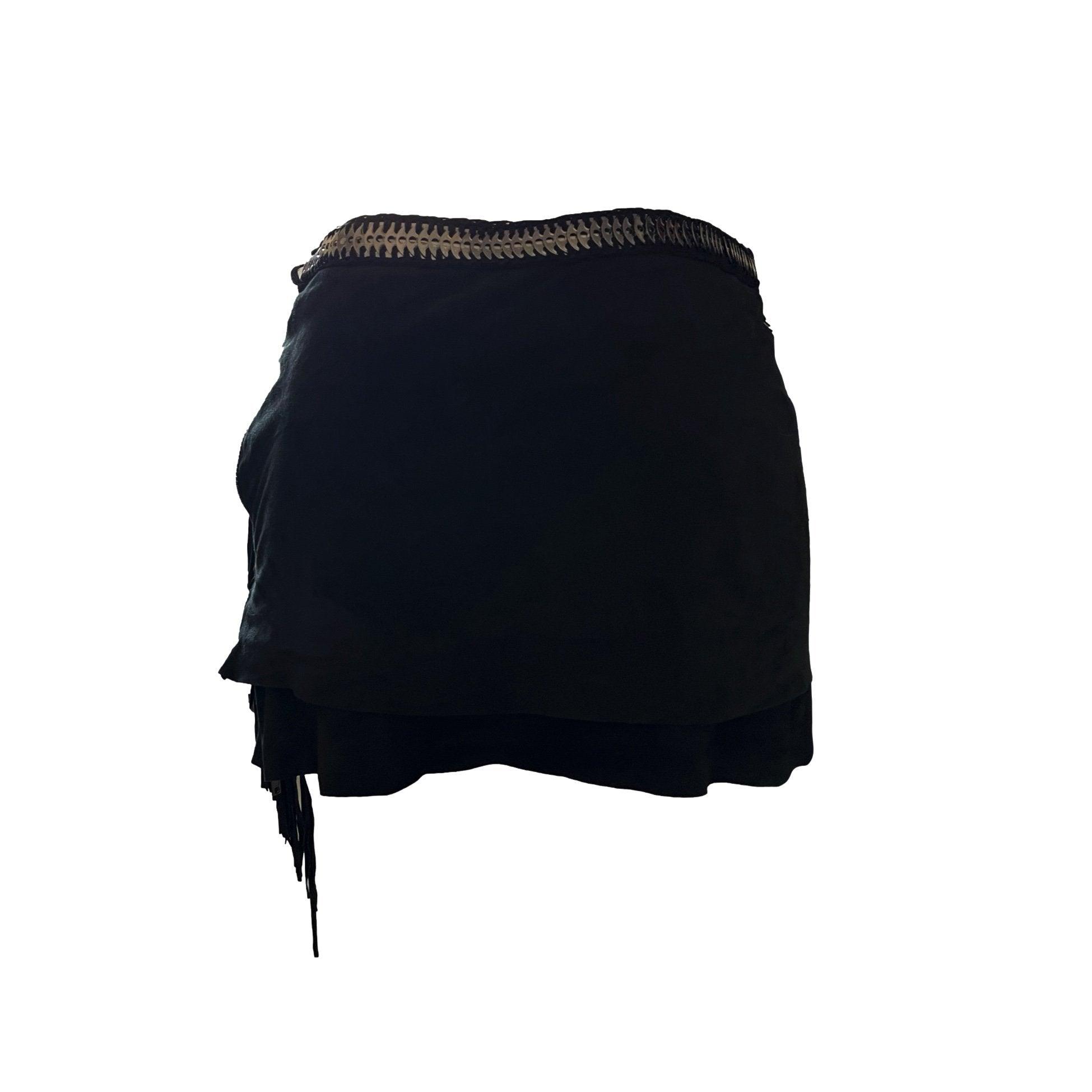 Roberto Cavalli Black Fur/Suede Skirt - Apparel